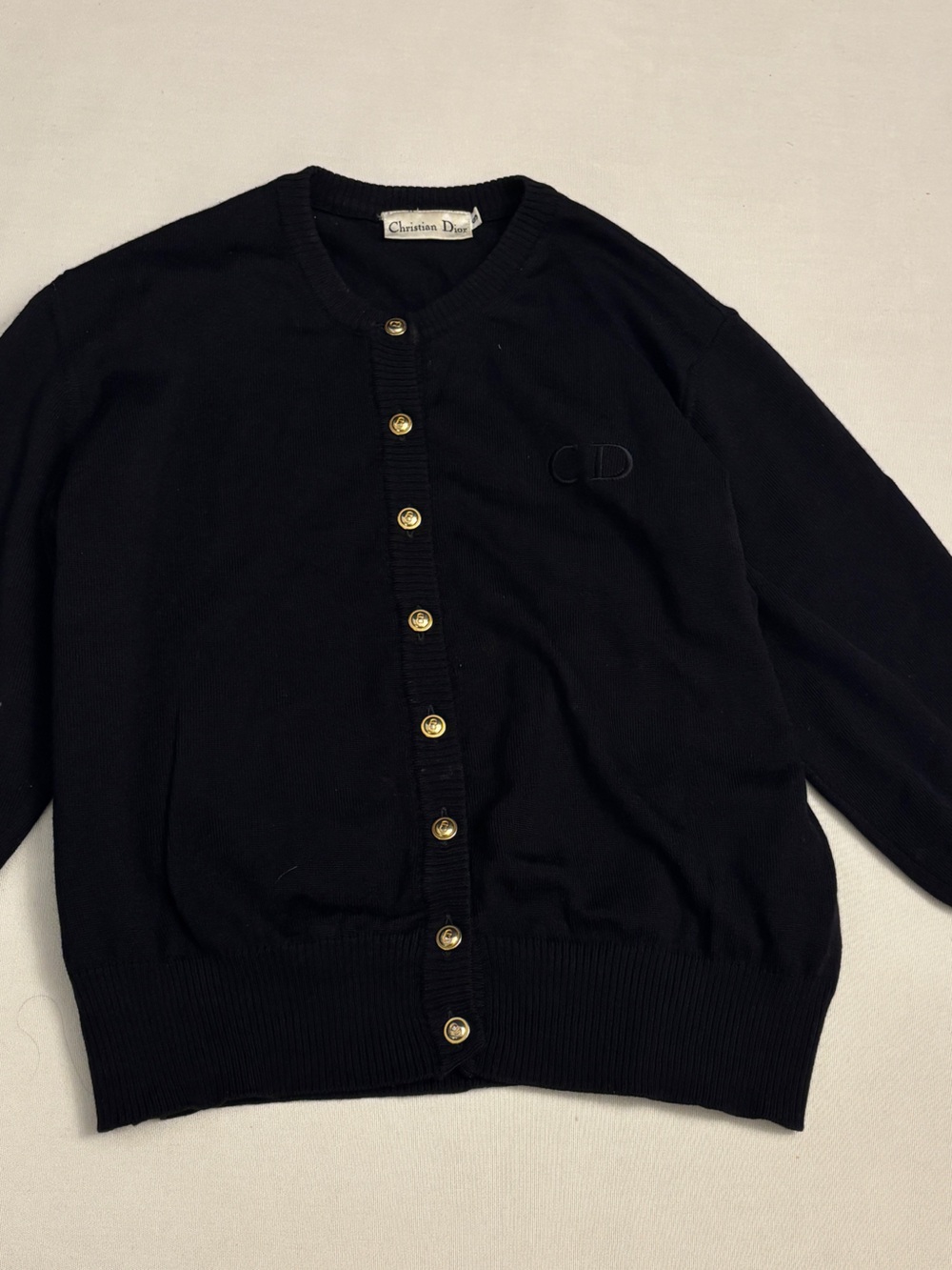 Dior Black Knit Cardigan with Gold Buttons